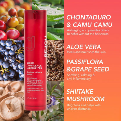 Refillable Clear Confidence Moisturizer Moisturizer (Acne - Prone) - Sensitive Skin Dark Spots Hyperpigmentation uneven tone - Natural Retinol Alternative Moisturizer (Acne - Prone) - BEJOU Skincare
